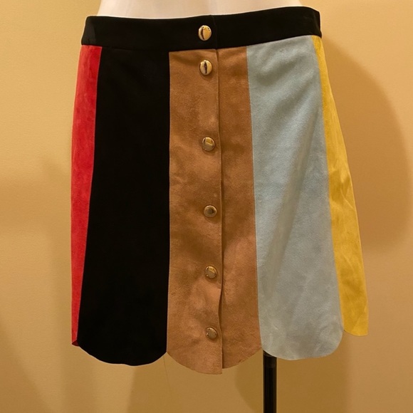 Alice + Olivia Suede Color-block Skirt - Picture 3 of 3